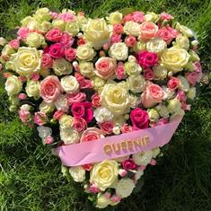 Massed Rose Heart with sash