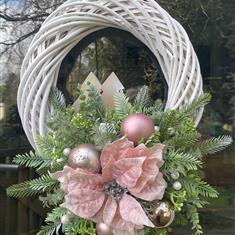 WR01 Blush poinsettia Wreath 